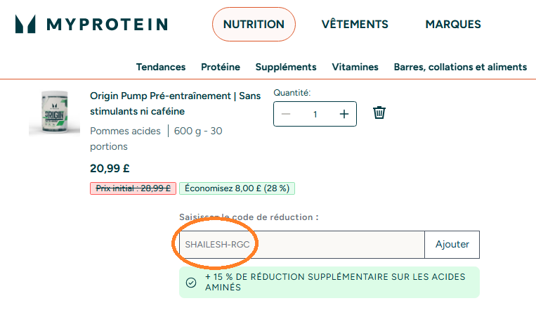 Code De Parrainage Myprotein