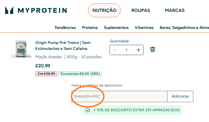 Código de Referência Myprotein